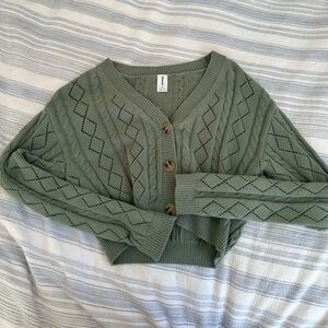 Green Cable Knit Sweater